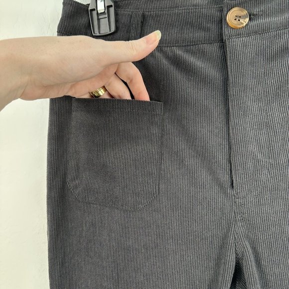 Harper Heritage Women’s Corduroy Pants M Bootcut Leg Gray Pockets - Picture 3 of 9
